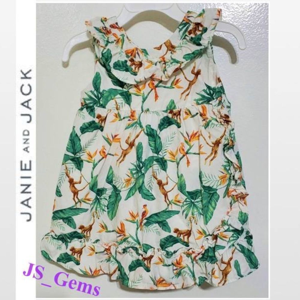 JANIE AND JACK Dress Kids 12-18 Months Tropical White Kid Girl Summer Set